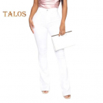 Naiste laienevad teksad venivad bootcut kellap&otilde;hjalised teksap&uuml;ksid k&otilde;rge v&ouml;&ouml;kohaga salendavad teksad taskutega M valge