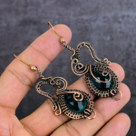 Tourmaline Handmade Copper Wire Wrap Jewelry Earring 3.07 k3w80