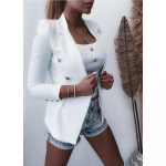 Naiste s&uuml;gisene kaherealine Slim Fit pikkade varrukatega &uuml;hev&auml;rviline bleiserite &uuml;likond L