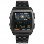 NORTH EDGE Meeste digitaalkell Retro t&ouml;&ouml;stuslik metallstiil Veekindel 50M Spordikellad meestele Maailma aeg reloj de hombre must