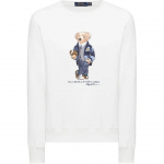 Polo Ralph Lauren S&uuml;gis/Talv 2023 &Uuml;hev&auml;rviline Rugbykaru Mustriga &Uuml;mmarguse Kaelusega Pikkade Varrukatega Fliisist Huppar Meeste huppar Valge MNPOKNI16820336-100 2XL