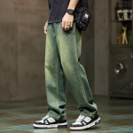Meeste Baggy P&uuml;ksid Laiade S&auml;&auml;rtega Sirge L&otilde;ikusega Vaba L&otilde;ikega Retro Sinised Denim P&uuml;ksid Streetwear Mood Taskutega Vintage Meeste Riided XXXXXL