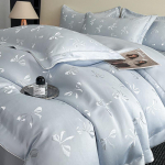 Siidine Tencel žakaarmustriga tekikotikomplekt - Luksuslik suvine voodipesu paelakaunistusega 2.0m Bedspread 4-Piece Set [Duvet Cover 220x240]