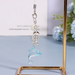 Suvise sinine Dolphin Charm v&otilde;tmehoidja/telefoniv&otilde;lu K&auml;sitsi valmistatud mereteemast inspireeritud v&otilde;tmehoidjad Aksessuaarid Esteetilised Y2K