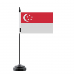 Drapeau de Table - Mitmev&auml;rviline - Singapur - 14 x 21 cm - M&acirc;t en Plastique - Impression Recto/Verso