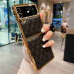Luksuslik kullatud teemantnahast &uuml;mbris Samsung Z Flip 6 Flip 5 Flip 4 3 jaoks, p&otilde;rutuskindel Flip6 telefoni kate Coque For Galaxy Z Flip 5