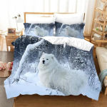 3D Samojedi Voodipesukomplektid Tekikott Komplekt Padjap&uuml;&uuml;rikuga &Uuml;heinimese T&auml;iskasvanu Queen King Voodipesu Tekikott 135x200cm 2pcs