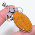Natural Mariam Jasper, Chalcedony 925 Sterling Silver Jewelry Pendant 2.68 d3q17