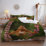 3D oravast kuningas ja kuninganna tekikate Armas loomade voodipesukomplekt lastele, teismelistele, t&auml;iskasvanutele Metsik loodus Rohelised lehed Pehme 2/3 tk tekikate 70x133cm 2pcs