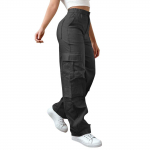 Naiste Elastilised K&otilde;rge V&ouml;&ouml;kohaga Cargop&uuml;ksid Venivad Vabaaja Laiad S&auml;&auml;red Streetwear Parachute Matkap&uuml;ksid Taskutega XL