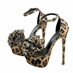 Mood Liyke Mood Leopardimuster Suured Lilled PVC Naiste Platvormsandaalid Seksikad Avatud Varbad 16CM Superk&otilde;rged Kontsad Strippari Pole Dance Kingad 35