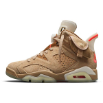 Travis Scott x Air Jordan 6 Retro British Khaki Unisex tossud Tan Sail Bright-Crimson DH0690-200 35.5