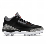 Air Jordan 3 Retro TD Cleat Must Tsemendiga Meeste Tossud Tulepunane Tsemendihall Valge FZ8626-001 42
