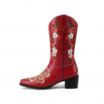 Moodsad IPPEUM Cowboy Saapad Naistele Punased Tikitud Suurus 43 Cowgirl Komplekti Kingad S&auml;&auml;repikkused Saapad US 4 (22.5CM) punane