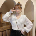 Kevadine pluus &scaron;ifoons&auml;rk Naiste disainiga Sense Niche Western Style &otilde;huke s&auml;rk S valge