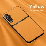 Samsung Galaxy M34 5G &uuml;mbrisele auto magnethoidja nahast telefoni&uuml;mbrised Samsung M34 M 34 5G SM-M346B p&otilde;rutuskindel tagakaas For Galaxy M34 5G kollane