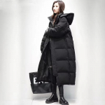 Talvine polsterdatud jope, udusulejope, p&otilde;lvini naiste paks XXXL must