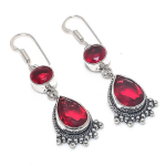 Natural Garnet Gemstone Handmade 925 Sterling Silver Earring 2.05 v4f63
