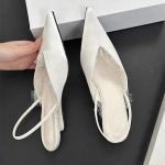 Kingad Naiste 2025 Suvi Mules Naiste Sandaalid Moodpitskaunistusega Kleidisandaalid Naiste Teravaotsalised Slip-on Kingad Naiste Zapatos 35 valkjas v&auml;rv