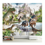 3D Seinamaaling Tapeet Multikas Laste Tapeet 3D Stereo Dinosaurusmaailm Taust Seinamaaling 200 cm(W) x 140 cm(H) white
