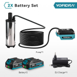 YOFIDRA 50&ndash;80 L/min V&otilde;imas Elektriline Veepump &Otilde;lipump K&uuml;tusep&uuml;stol Sukeldatav Autopump Makita 21V Aku Pin-ile 2Battery 1EU Charger