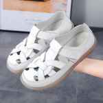 Suvised naturaalsest nahast naiste sandaalid libisemiskindlad platvormsandaalid vintage naiste vabaajajalatsid v&auml;litingimustes rannajalatsid Zapatos De Mujer 35 valge