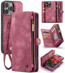 CaseMe 008 Eemaldatav Multifunktsionaalne Nahast Telefonikott For iPhone 16 Pro Max punane