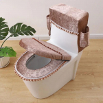 3tk Euroopa Jacquard WC-istmepadi Plush Allseason universaalne WC-pott Closestool Paks ja hoiustatav t&otilde;mblukuga WC-istmematt