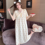 Grid Cherry Print &Ouml;&ouml;s&auml;rk magamisriided Naiste korea stiilis volangidega &ouml;&ouml;kleit pidžaama suvine l&uuml;hikeste varrukatega kodukandmine uus 5XL