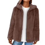 &Uuml;hev&auml;rviline naiste kahepoolne korallsametist lahtine kapuutsiga soe kampsun naiste lukuga lambavillane jope XXXXXXL kohv