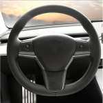 FOAL BURNING Car Steering Wheel decorative patch for Tesla Model 3 2018 Accessories Carbon Fibre ABS Steering Wheel 3pcs carbon black