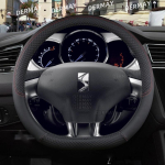 for Citroen DS3 DS 3 Racing Cabrio Car Steering Wheel Cover PU Leather Non-slip Auto Accessories D shape Black black