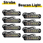 8X 6 LED Strobe Valgusriba Auto Veoauto Vilkuv Hoiatusohtlik Majakas Merevaigukollane Valge