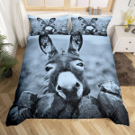 Armas eesel tekikott, rustikaalne lautukse uks t&auml;iskasvanute voodipesukomplekt, talumaja kujundus, taluloomad tekikoti kate, p&auml;evalille&otilde;ie voodikomplekt EU Single(135x200cm) gray