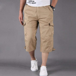 Meeste Lihtne Multi Pocket Cargo Shorts P&uuml;ksid Elastsed P&uuml;ksid Suvine vabaaja M