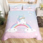 Vikerkaarega tekikott multikatega magamistuppa 3-osaline komplekt lastele armas pol&uuml;ester pehme hingav tekk animatsioon voodipesu EU Single(135*200cm)3pcs
