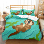 Merilutsud Tekikott Komplekt Mereloomad Armas Kawaii Tekikate Kuningas Kuninganna Kahekohaline Suurus Lastele Poistele T&uuml;drukutele Teismelistele Voodipesu Komplekt EU Single(135*200cm)3pcs