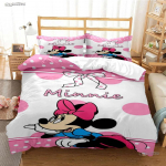 Mickey ja Minnie Hiir Multikas Aastaringselt Tekikott Tekk Voodipesu Komplekt Pehme Tekikate ja Padjap&uuml;&uuml;r &Uuml;he/Kahekohaline/Queen/King EU Single(135*200cm)3pcs