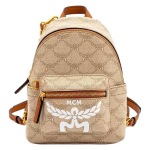 MCM Stark Lauretos Monogramiga Kaetud L&otilde;uendist ja Nahast Minir&auml;nnakott Naiste R&auml;nnakott Beež MMKESVE03I9001 Basic Set (Bag+Dust Bag)