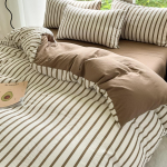 &Uuml;hev&auml;rviline pestud puuvillane neljaosaline komplekt - Lihtne ruuduline lina ja padjap&uuml;&uuml;ri komplekt - Kolmeosaline komplekt 1.5*2.0 [single quilt cover] beige
