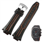Ehtne nahk Seiko Sportura seeria SNL017 7L22 SNA595P2 kella rihma jaoks 27*15mm Must Oranž &otilde;mblusega Rihm Kumer K&auml;ev&otilde;ru 27-15mm black