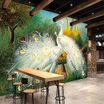 Kaunis Valge Paabulind 3D Seinamaal Metsamaastik Tapeet Fresko Elutuba Restoran Magamistuba Seinamaalingud 200 cm(W) x 140 cm(H)