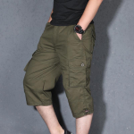 Ummer Pure Cotton Cargo Shorts Meeste vabaaja mitme taskuga Capri p&uuml;ksid T&ouml;&ouml;riided Kuumad p&otilde;lvp&uuml;ksid Veniv v&ouml;&ouml;koht k&auml;rbitud l&uuml;hikesed p&uuml;ksid 2XL armee roheline v&auml;rv