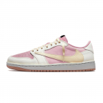 Travis Scott x Jordan Air Jordan 1 Valge Roosa Konks, Moodne Trend Madalad Vintage Korvpallijalatsid Unisex Roosa Valge DZ4137-700(Team958-7.0Low) 40.5
