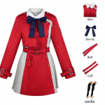 Lycoris Recoil Cosplay Kost&uuml;&uuml;m, Chisato Nishikigi & Takina Inoue &Uuml;htne Komplekt Anime F&auml;nnidele & Halloweeni Pidudeks XS punane