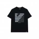 Emporio Armani SS21 Logotr&uuml;kiga &Uuml;mmarguse Kaelusega L&uuml;hikeste Varrukatega T-s&auml;rk Meeste Topid Must 3Z1T89-1J00Z-0999 S