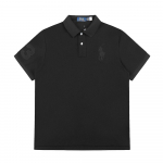 DS086 Ralph Lauren Suvine Meeste ja Naiste 100% Puuvillane Pique Polo S&auml;rk Toonis Pony & Number 3 Tikandiga XS must
