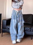 Suuruses Naiste Kotid Y2k Teksap&uuml;ksid Harajuku &Uuml;le suuruse Denim P&uuml;ksid Jaapani 2000ndate Stiilis Vintage L&otilde;dvad Jean P&uuml;ksid S sinine