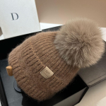 Talvine Soe Valge J&auml;nese Karvaga Kootud M&uuml;ts Naistele Talvine Beanie Rebasekarva Tupsuga Lumi &Otilde;ues Vabaaja 56-59cm white