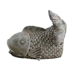 Kalakujuline vihmaveeren&otilde;u, Dekoratiivne rennitoru kuju, Funktsionaalne v&auml;likala skulptuur aia, terrassi, hoovi kaunistuseks Size#Fish gray
